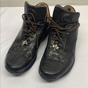 Mauri Brown Croco Leather Sneakers with Silver Crocodile 8900/2 459
